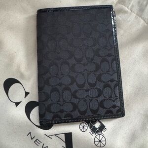 Coach black signature passport holder or wallet